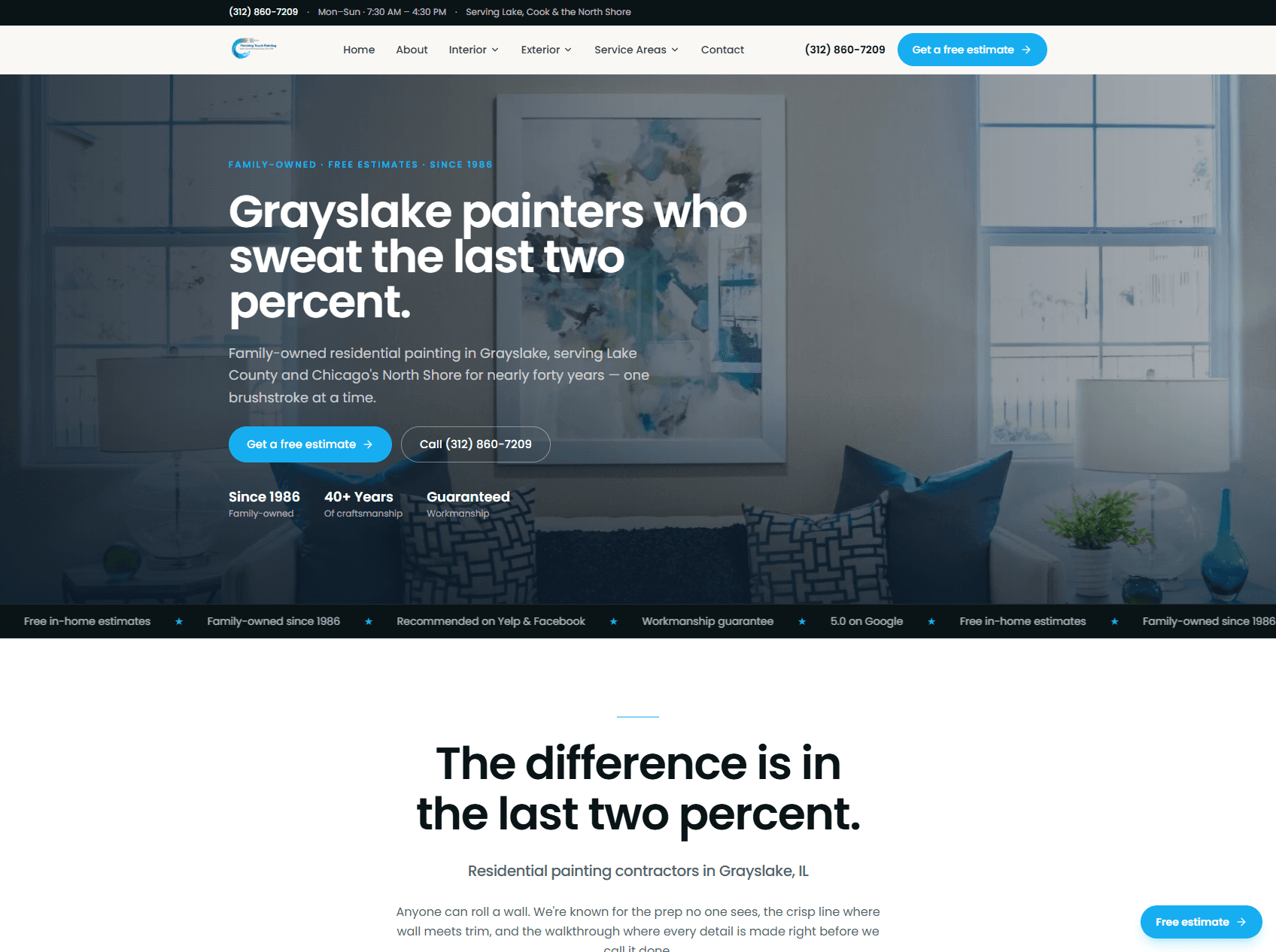 Finishing Touch Painting website screenshot