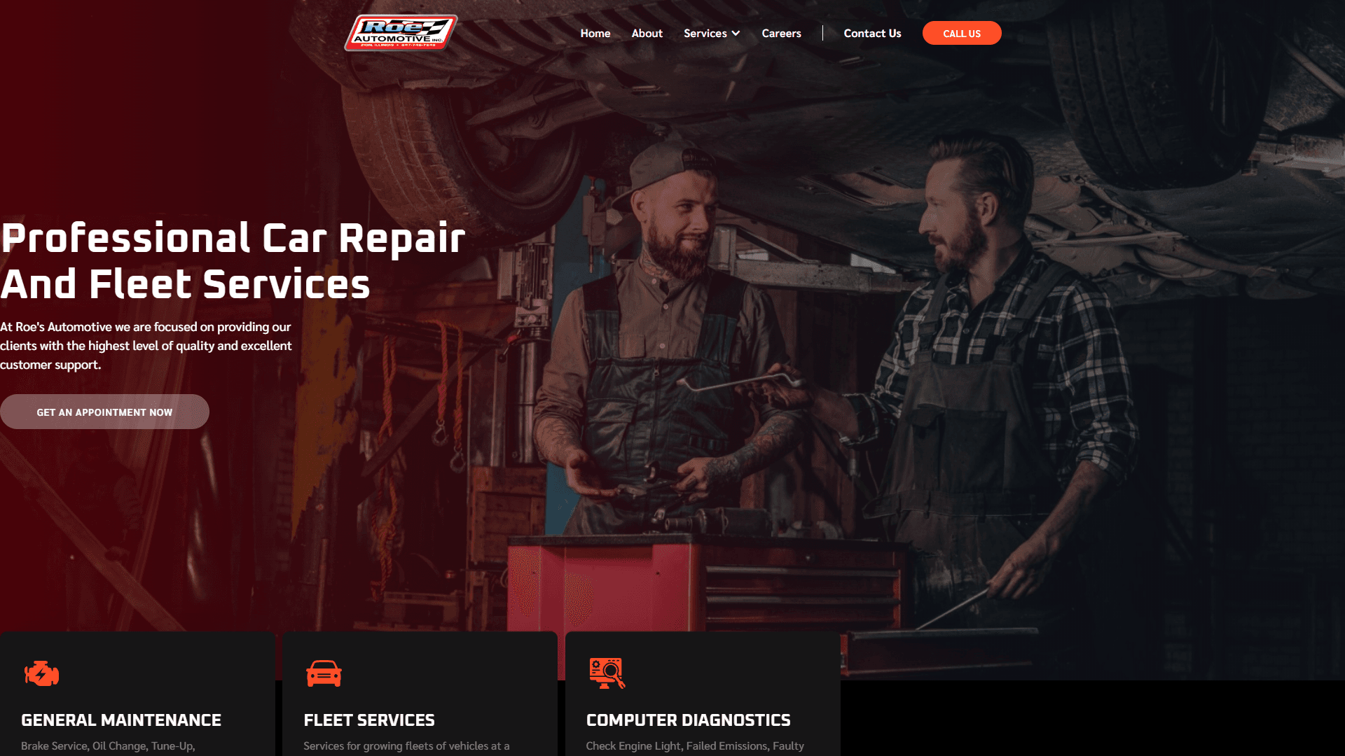 Roes Automotive website screenshot